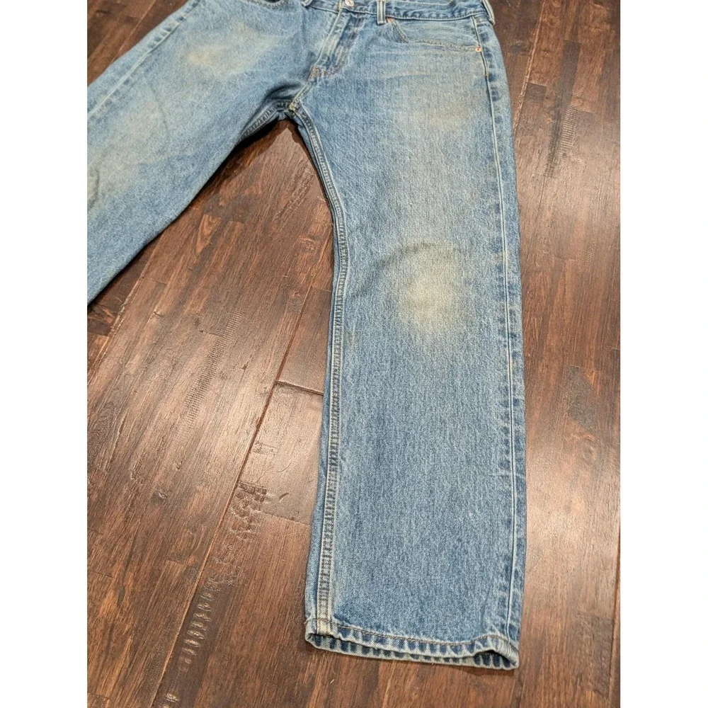 Levis 505 Jeans Mens 36x32 Blue Denim Straight Leg Zip Fly‎ Red Tab Medium Wash